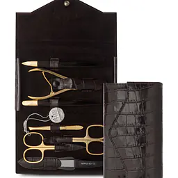 Luxury 7-Piece Genuine Cowhide Leather Manicure Set - Crocodile Pattern - Master