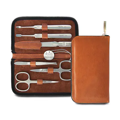 Luxury Stainless Steel Handmade 6 Piece Manicure Set with Zipper - Whisky primary image